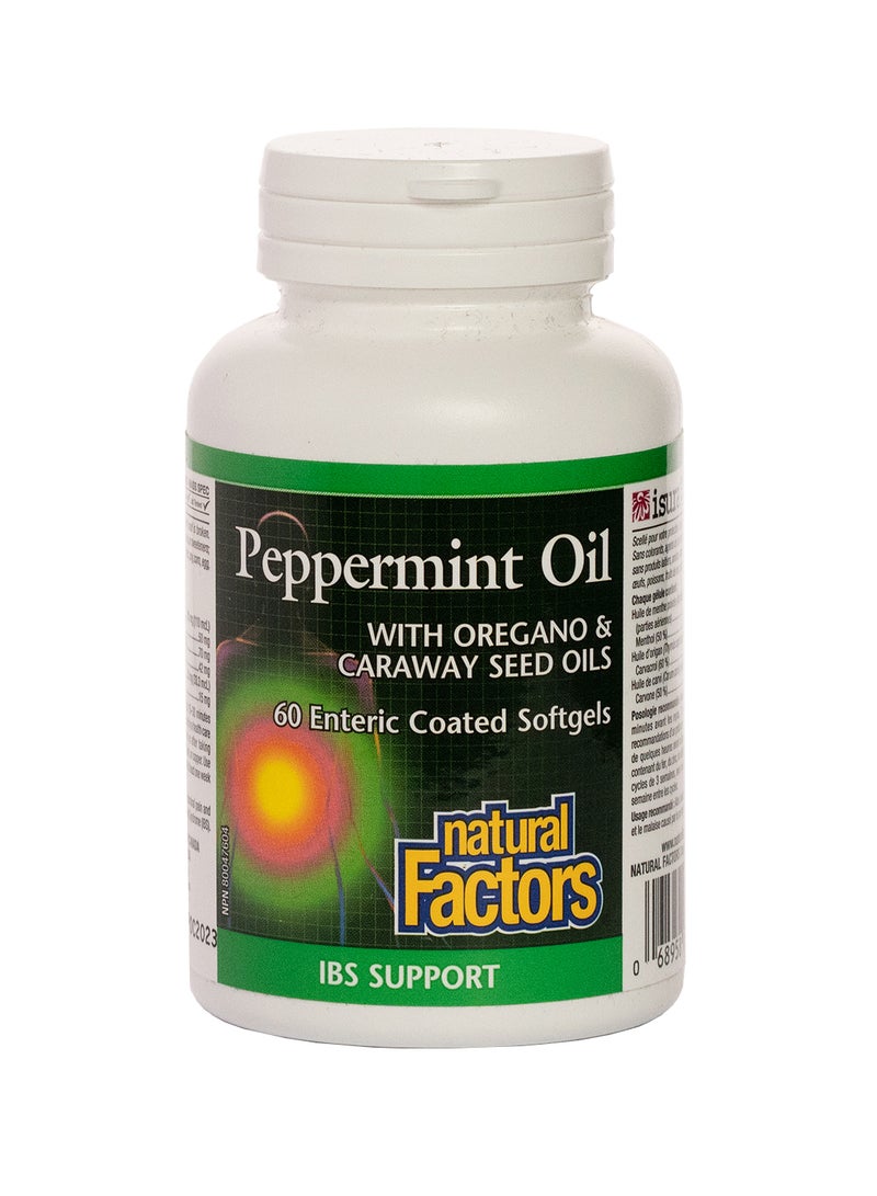 natural Factors Peppermint Oil With Oregano And Caraway Seed Oils - 60 Softgels - Image 1