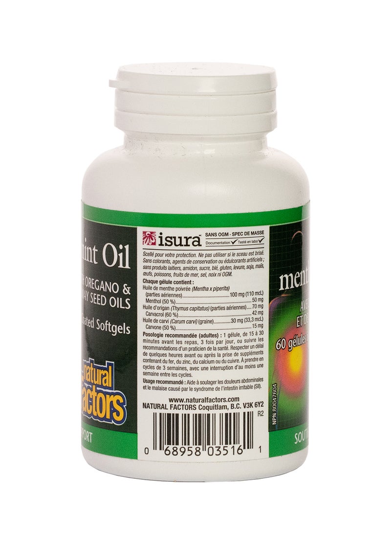 natural Factors Peppermint Oil With Oregano And Caraway Seed Oils - 60 Softgels - Image 2