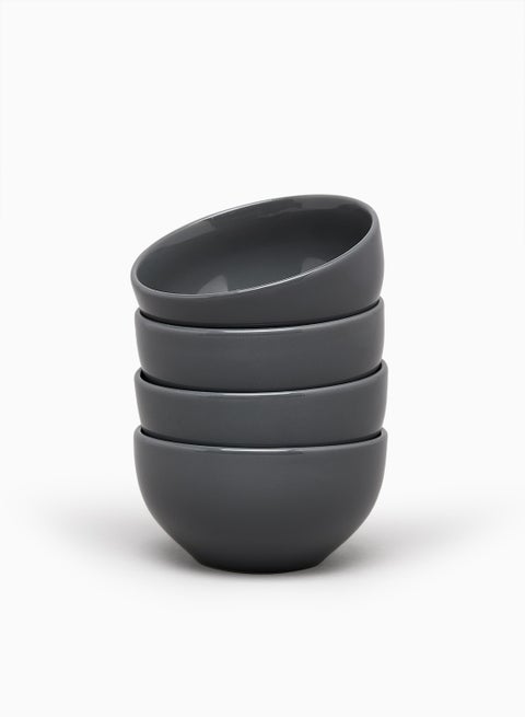 4-Piece Stoneware Bowls Set Medium Grey 5.5inch