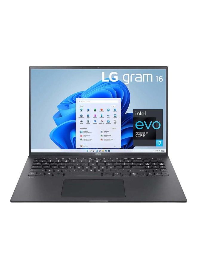 إل جي - لابتوب جرام بشاشة مقاس 16 بوصة بدقة رباعية عالية الوضوح ومعالج كور i7-1165G7 من الجيل الحادي عشر/ ذاكرة رام سعة 16 جيجابايت/ محرك أقراص SSD سعة 1 تيرابايت/ بطاقة رسومات إنتل أيريس XE/ نظام تشغيل ويندوز 10 هوم (64 بت) الإنجليزية/العربية أسود - Image 1