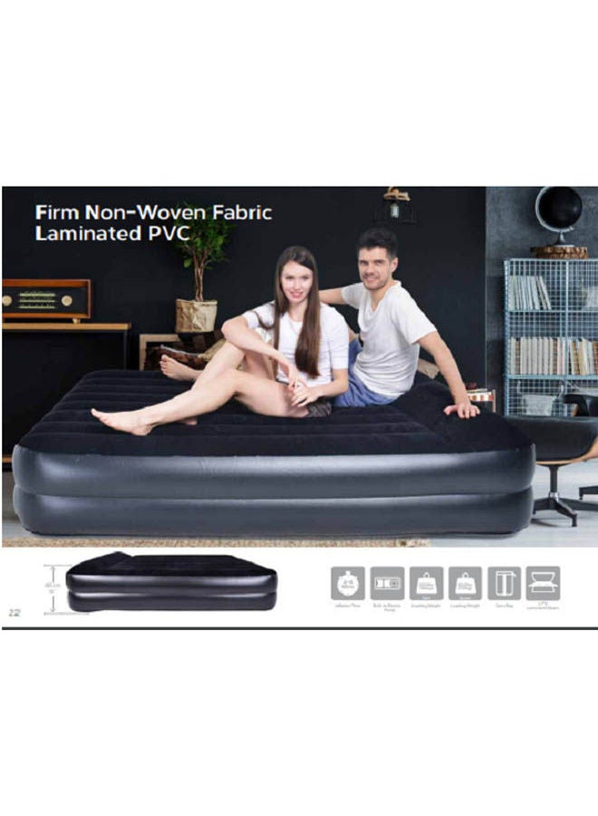 Jilong - Avenli High Raised Airbed Twin Inflatable With Built In Pillow Polystyrene Black 203x152x46cm - Image 1