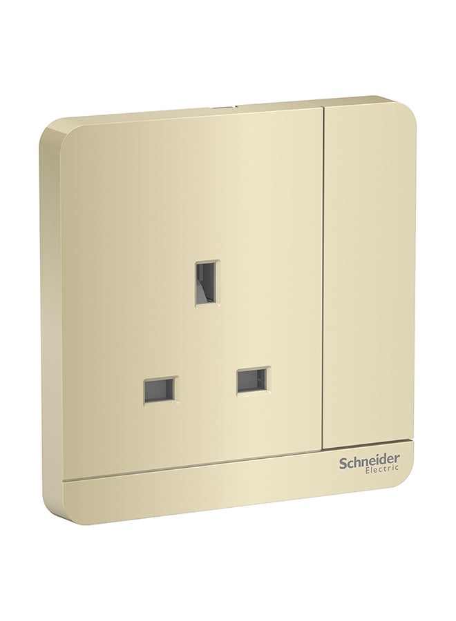 Schneider Electric 13A & 230V 1 Gang Single Switched Socket With Neon Gold 3.17cm 