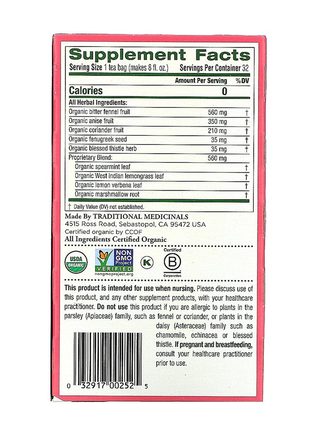 Traditional Medicinals - Organic Mothers Milk Naturally Herbal Tea - 32 Wrapped Teabags - Image 1
