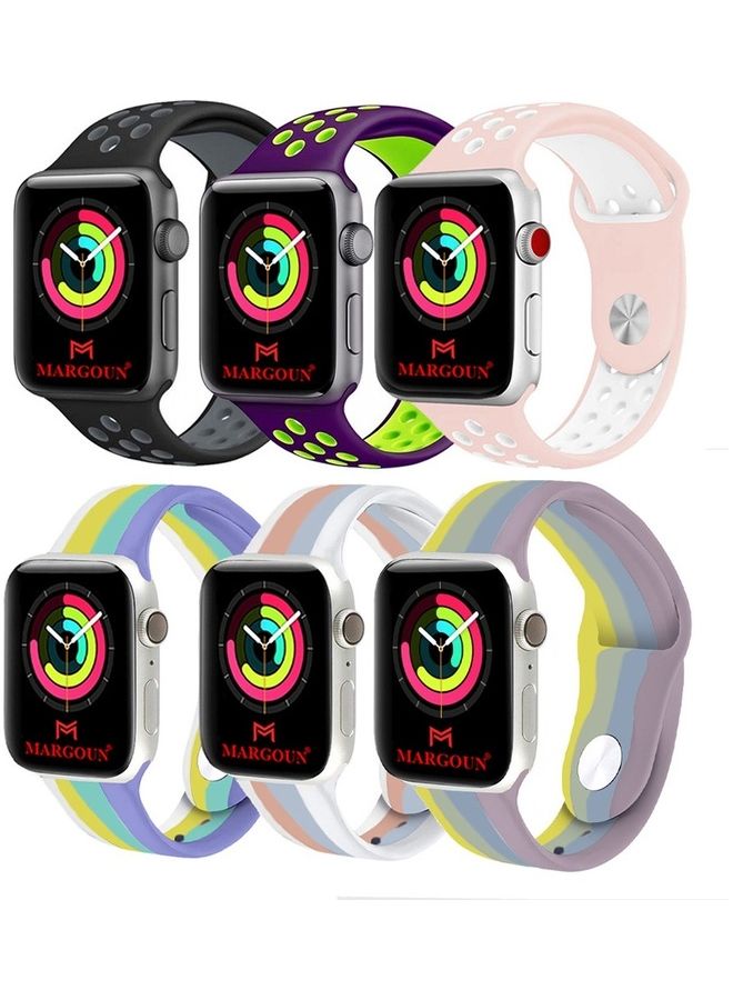 MARGOUN Apple Watch 45Mm 44Mm 42 Silicone Sport Band 6 Pack Nike Design Collection 9