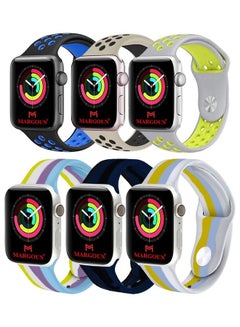 MARGOUN Apple Watch 45Mm 44Mm 42 Silicone Sport Band 6 Pack Nike Design Collection 2 
