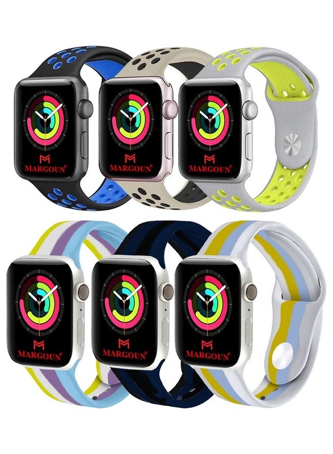 MARGOUN Apple Watch 45Mm 44Mm 42 Silicone Sport Band 6 Pack Nike Design Collection 2