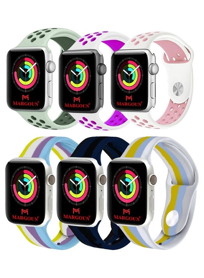 MARGOUN - Apple Watch 45Mm 44Mm 42 Silicone Sport Band 6 Pack Nike Design Collection 6 - Image 1