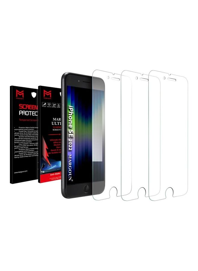 MARGOUN 3-Pack Apple iPhone SE 2022 (SE 3rd Generation) Premium Screen Protector Tempered Glass 4.7 inch Clear  - Image 2