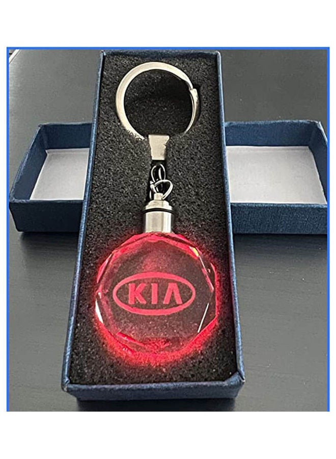 Kia Car Logo Keychain With Changing Color Light Key Chain - Image 1