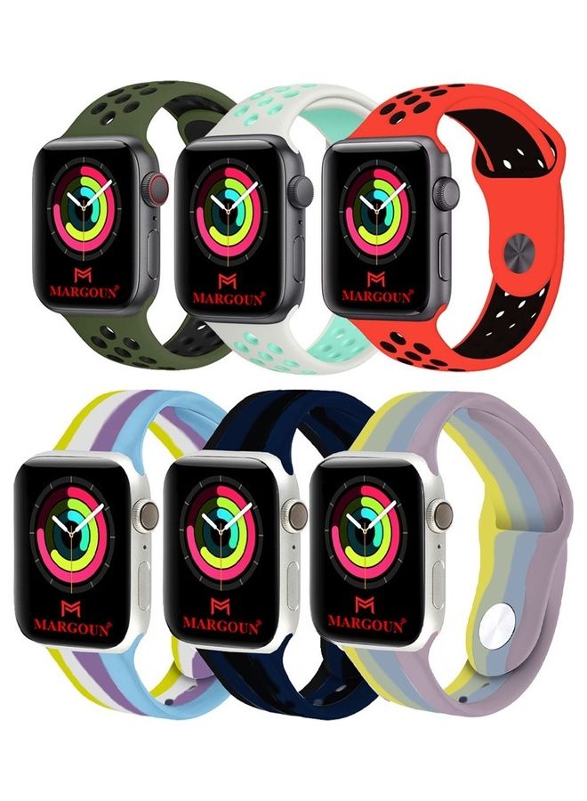 MARGOUN - Apple Watch 45Mm 44Mm 42 Silicone Sport Band 6 Pack Nike Design Collection 10 - Image 1
