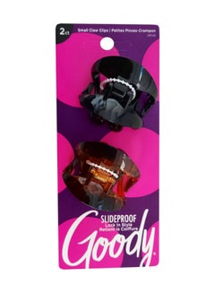Goody 2-Piece Slideproof Wingless Small Claw Clip Brown/Black 17cm  - Image 1