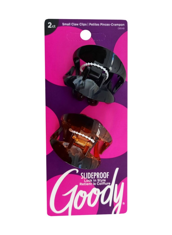 Goody 2-Piece Slideproof Wingless Small Claw Clip Brown/Black 17cm - Image 1