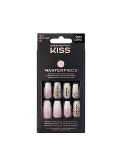 KISS 30-Piece Masterpiece False Artificial Nails Pink/White  - Image 1