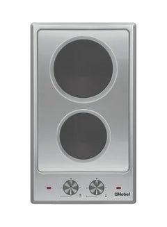 Nobel 30 cm Electric Built-in Hobs, Stainless Steel Top Plate, Inox Knob Control, 2 Knobs, 2500W Max Power, Front & Rear Controls, Made in Turkey, Premium Kitchen Appliance NBI3021HH Silver 