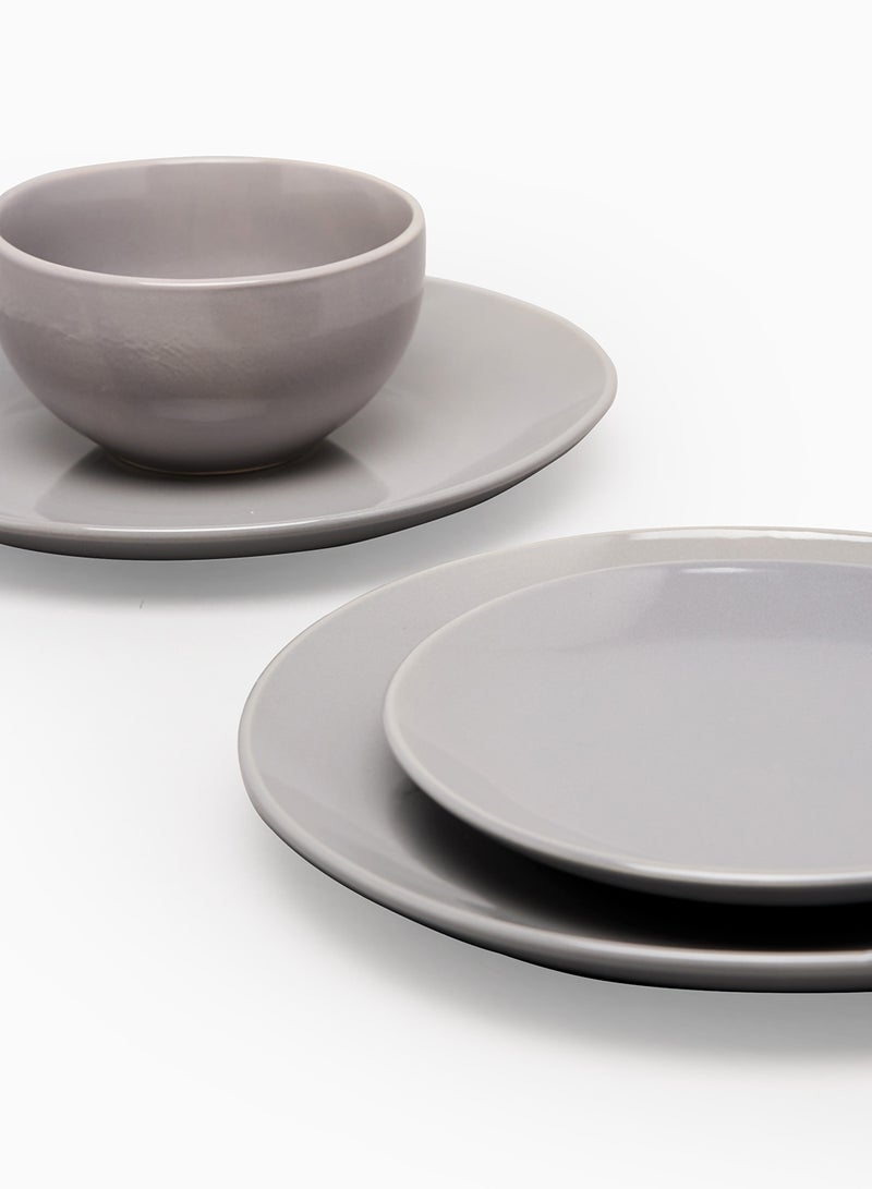 Noon East 18-Piece Stoneware Dinner Set Plates, Dishes, Bowls, Serves 6 Medium Grey  - Image 2