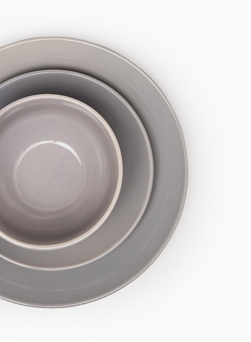 Noon East 18-Piece Stoneware Dinner Set Plates, Dishes, Bowls, Serves 6 Medium Grey  - Image 3