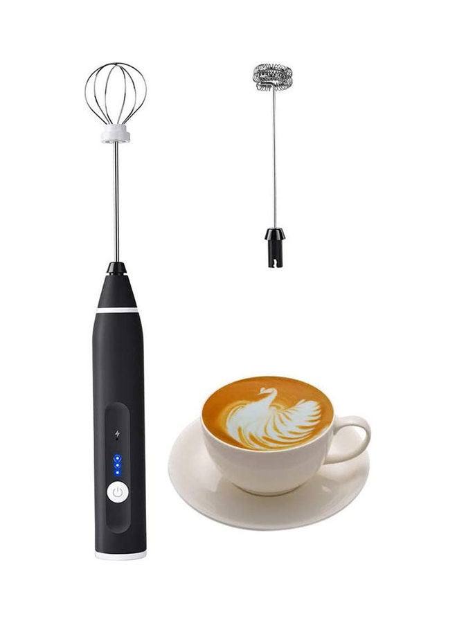 Generic Electric Milk Frother With Double Whisks  Usb Rechargeable Electric Foam Maker  2 In 1 Hand-Held Battery Operated Milk Foamer 89G2ZCBW Black  - Image 1