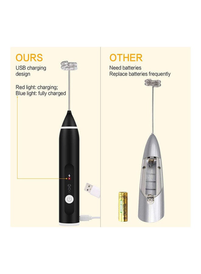 Generic Electric Milk Frother With Double Whisks  Usb Rechargeable Electric Foam Maker  2 In 1 Hand-Held Battery Operated Milk Foamer 89G2ZCBW Black  - Image 2