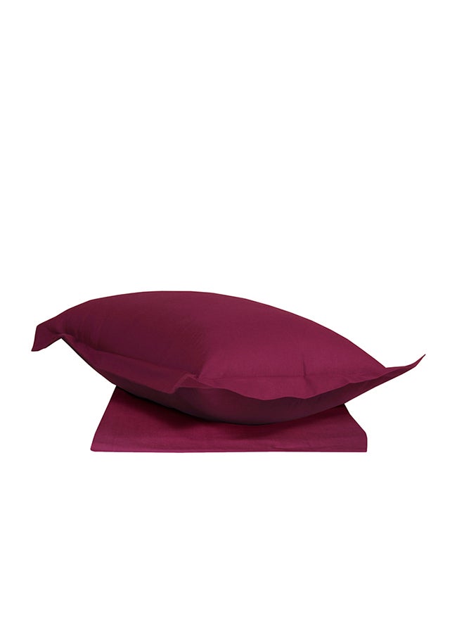 144TC Solid - Duvet cover + 1 Pillow case - 140(W) x200(L) cms with button closure ; (1) 45x70 +15cm Flap ( Plus Embroidery Flange all 4 sides ) Cotton Fuchsia Twin