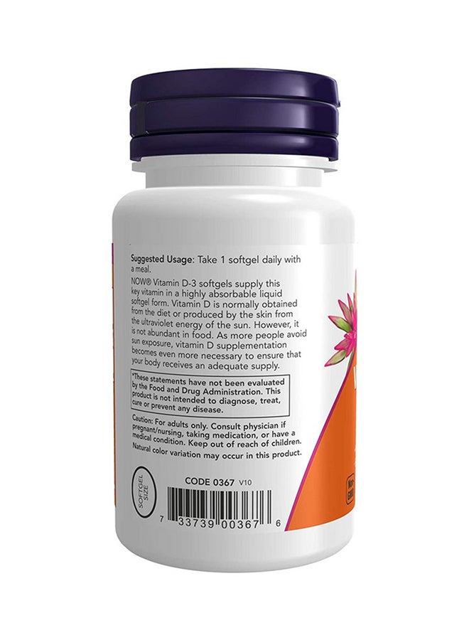 Now Foods High Protency Vitamin D-3 2000 IU Dietary Supplement - 120 Softgels  - Image 4