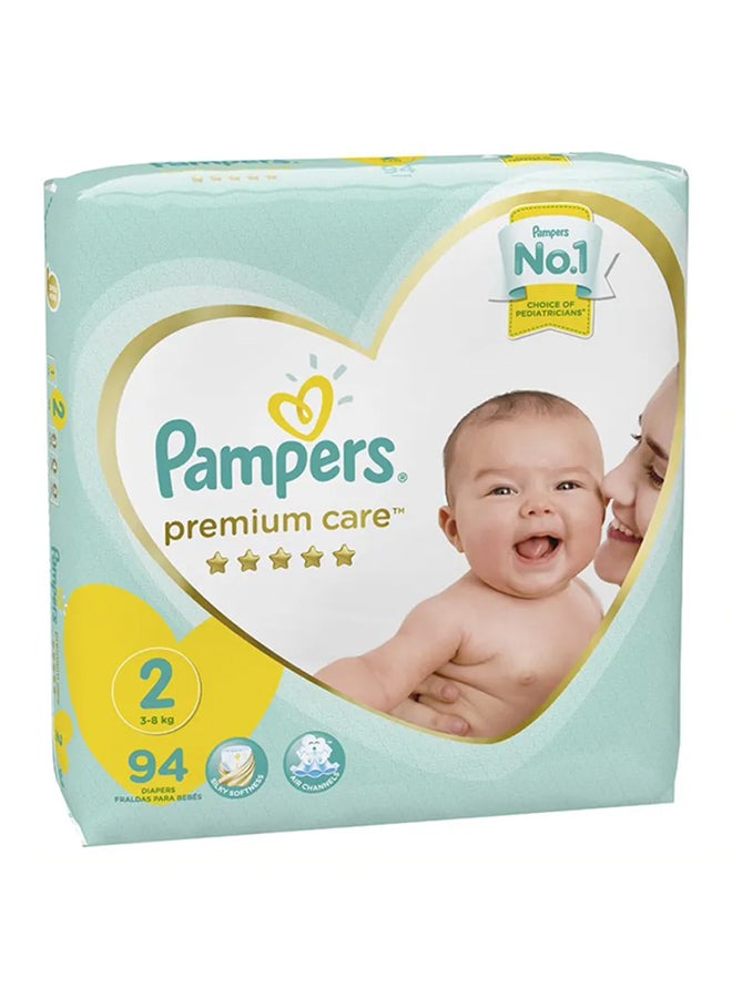 Pampers Premium Care Diapers Size 2, Mini, 3-8 Kg (94 Diapers)  - Image 1