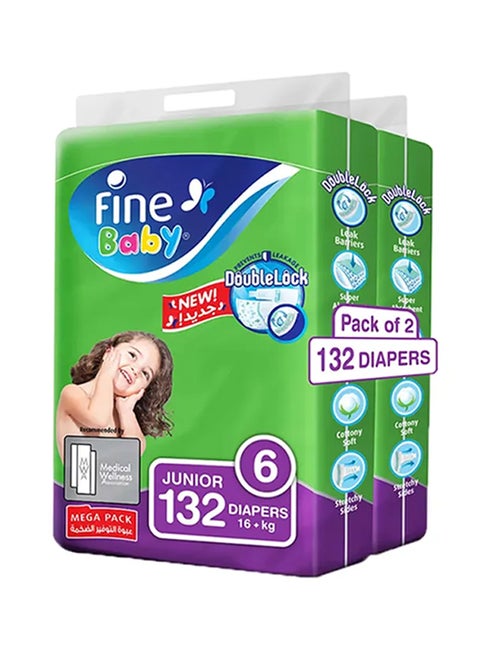 Diapers, Doublelock Technology , Size 6, Junior 16Kg +, Mega Pack, 132 Count