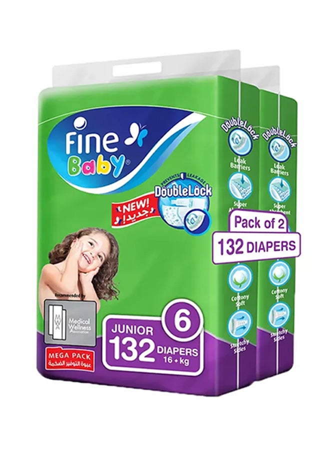 Fine Baby - Diapers, Doublelock Technology , Size 6, Junior 16Kg +, Mega Pack, 132 Count - Image 1