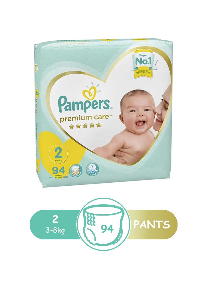 Pampers Premium Care Diapers Size 2, Mini, 3-8 Kg (94 Diapers)  - Image 2