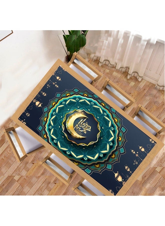 سنوز مفرش طاولة بتصميم رمضاني، ازرق غامق، 80*135 سم 