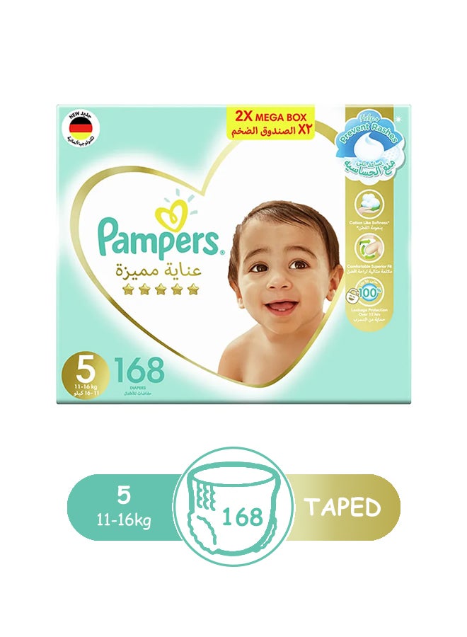 Pampers Premium Care Baby Diapers, Size 5, 11 - 16 Kg 168 Count - 2 x Mega Box, Helps Prevent Rashes  - Image 2