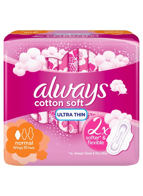Pads Ultra Thin Cottony Soft Large With Wings Normal