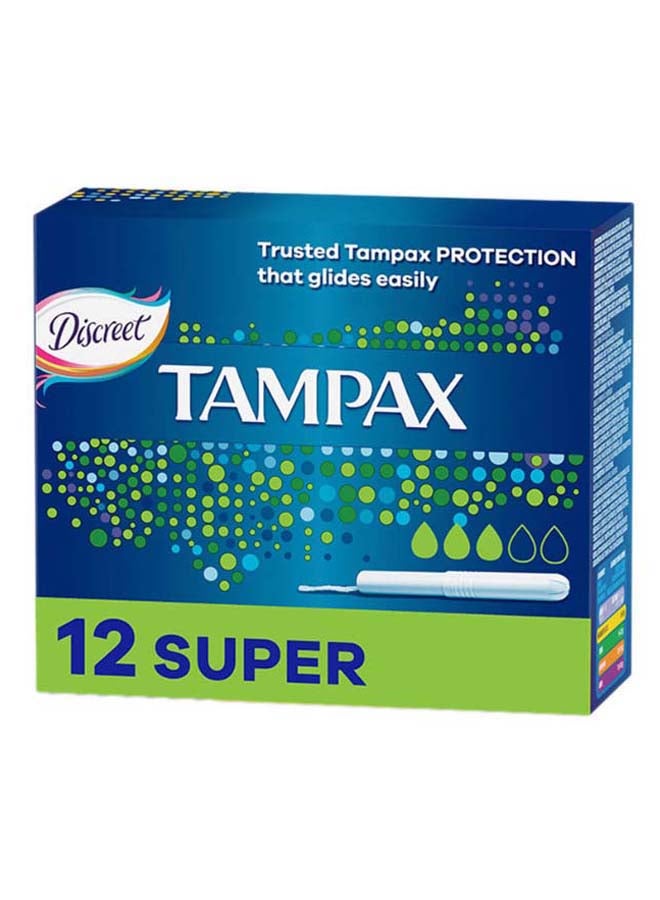 Tampax - Cardboard Applicator Tampons Super Absorbency 12 Count - Image 1