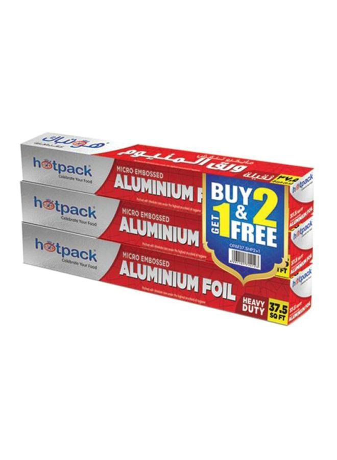Hotpack Pack Of 3-Piece 37.5 sqft Micro Embossed Aluminium Foil Set Silver 3.48meter  - Image 2