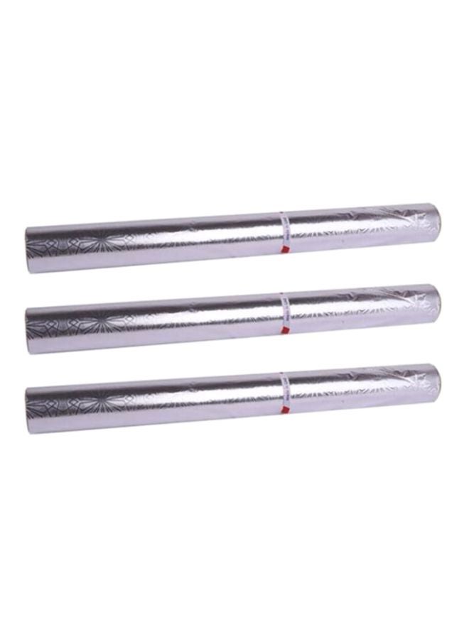 Hotpack Pack Of 3-Piece 37.5 sqft Micro Embossed Aluminium Foil Set Silver 3.48meter  - Image 1