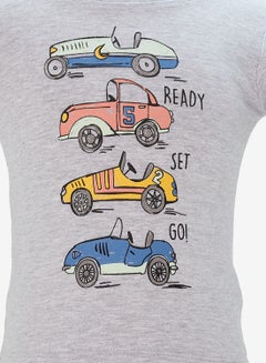 R&B Baby Boys Graphic Print Round Neck T-Shirt Grey Melange  - Image 3
