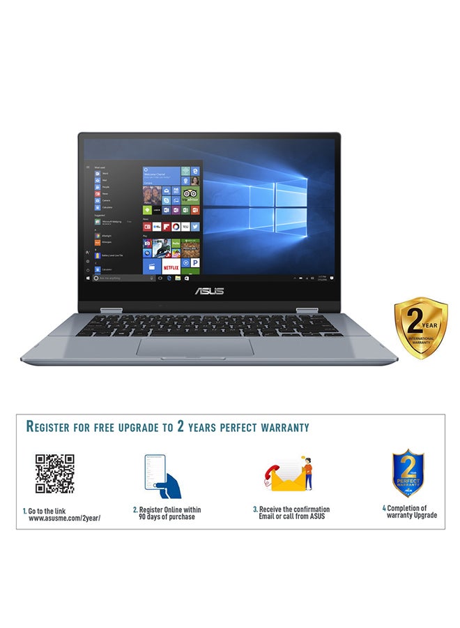 ASUS - VivoBook Flip 14 TP412FA 2-In-1 Laptop With 14-Inch FHD Display, Core i3-10110U Processor / 4GB RAM / 256GB SSD / Intel UHD Graphics / Touch Screen / Windows 10 Home /International Version English/Arabic Star Grey - Image 1