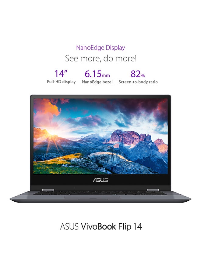 ASUS - VivoBook Flip 14 TP412FA 2-In-1 Laptop With 14-Inch FHD Display, Core i3-10110U Processor / 4GB RAM / 256GB SSD / Intel UHD Graphics / Touch Screen / Windows 10 Home /International Version English/Arabic Star Grey - Image 1