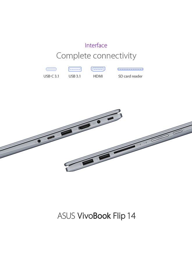 ASUS - VivoBook Flip 14 TP412FA 2-In-1 Laptop With 14-Inch FHD Display, Core i3-10110U Processor / 4GB RAM / 256GB SSD / Intel UHD Graphics / Touch Screen / Windows 10 Home /International Version English/Arabic Star Grey - Image 1
