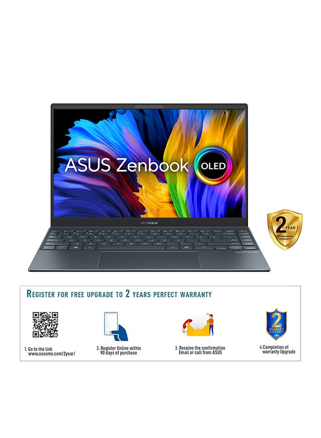 ASUS - Zenbook 13 OLED UX325EA-OLED001W Slim Laptop With 13.3-Inch Display, Core i7-1165G7 Processor/16GB RAM/1TB SSD/Intel Iris XE Graphics/Windows 11 Home English/Arabic Pine Grey - Image 1