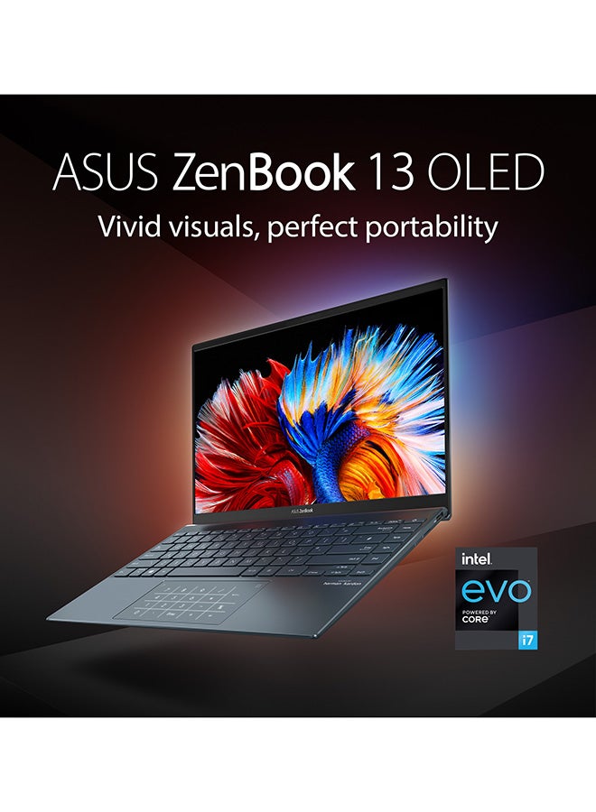 ASUS - Zenbook 13 OLED UX325EA-OLED001W Slim Laptop With 13.3-Inch Display, Core i7-1165G7 Processor/16GB RAM/1TB SSD/Intel Iris XE Graphics/Windows 11 Home English/Arabic Pine Grey - Image 1