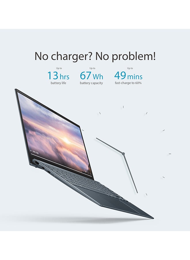 ASUS - Zenbook 13 OLED UX325EA-OLED001W Slim Laptop With 13.3-Inch Display, Core i7-1165G7 Processor/16GB RAM/1TB SSD/Intel Iris XE Graphics/Windows 11 Home English/Arabic Pine Grey - Image 1
