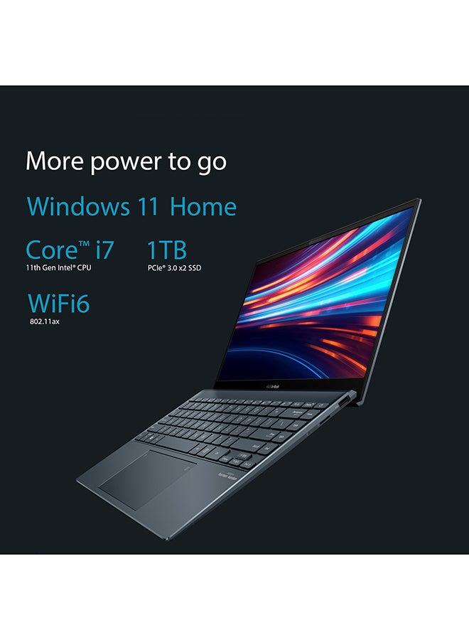ASUS - Zenbook 13 OLED UX325EA-OLED001W Slim Laptop With 13.3-Inch Display, Core i7-1165G7 Processor/16GB RAM/1TB SSD/Intel Iris XE Graphics/Windows 11 Home English/Arabic Pine Grey - Image 1