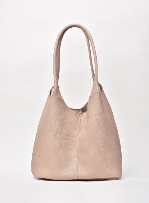 Faux Leather Hobo Bag Beige