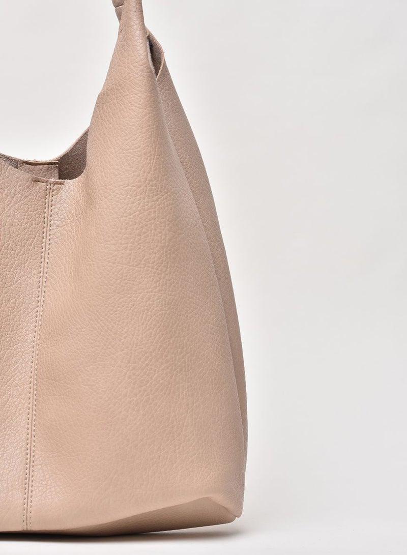 Aila - Faux Leather Hobo Bag Beige - Image 1