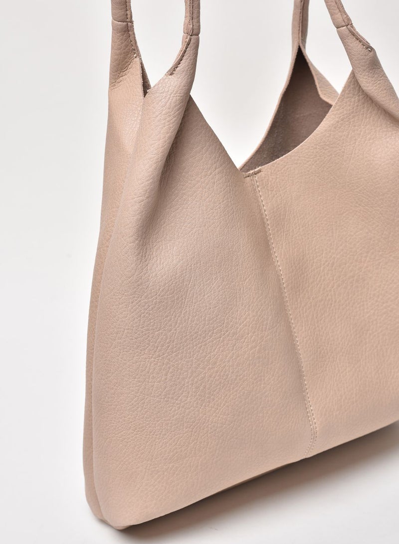 Aila - Faux Leather Hobo Bag Beige - Image 1