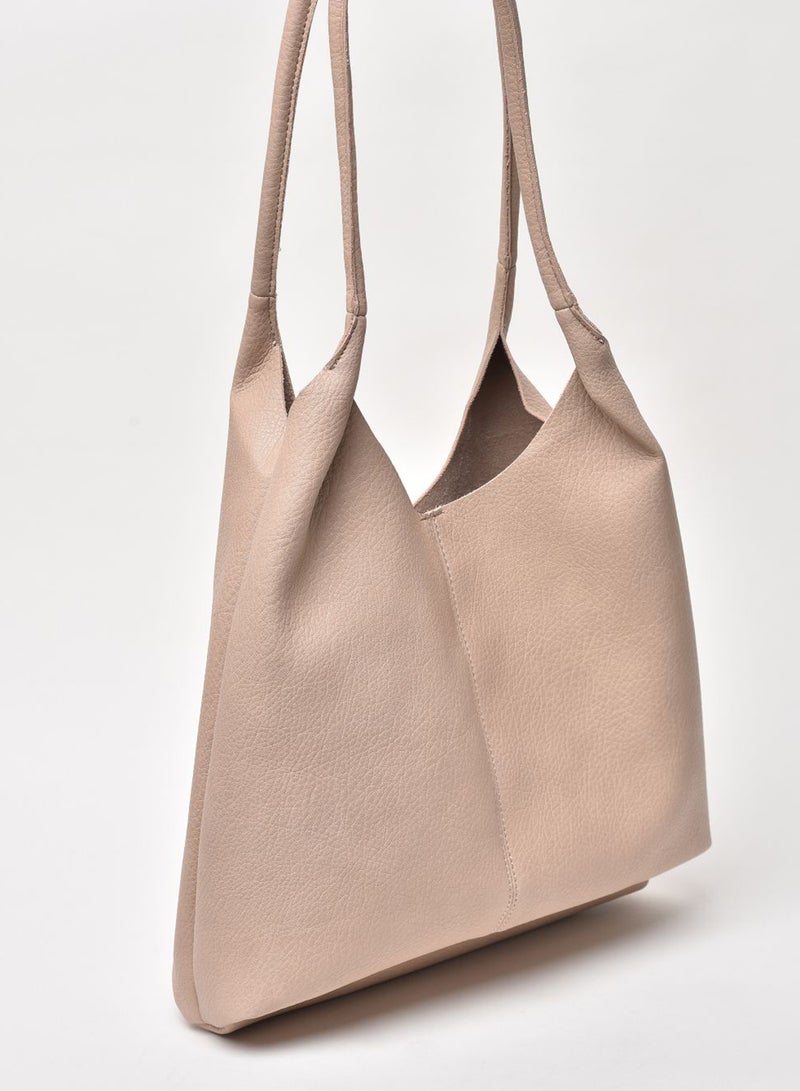 Aila - Faux Leather Hobo Bag Beige - Image 1