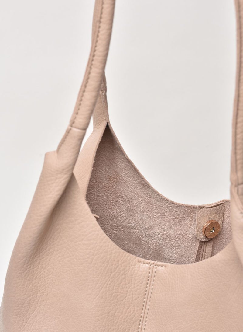 Aila - Faux Leather Hobo Bag Beige - Image 1
