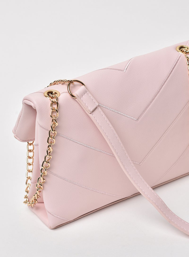 Striped Pattern Chain Strap Crossbody Bag Pink - v1647412440/N48134787A_4