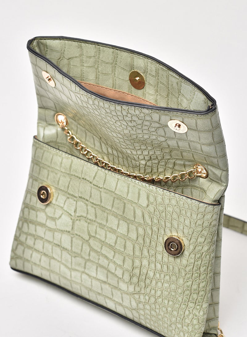 Jove - Stylish Animal Pattern Chain Strap Crossbody Bag Green - Image 1