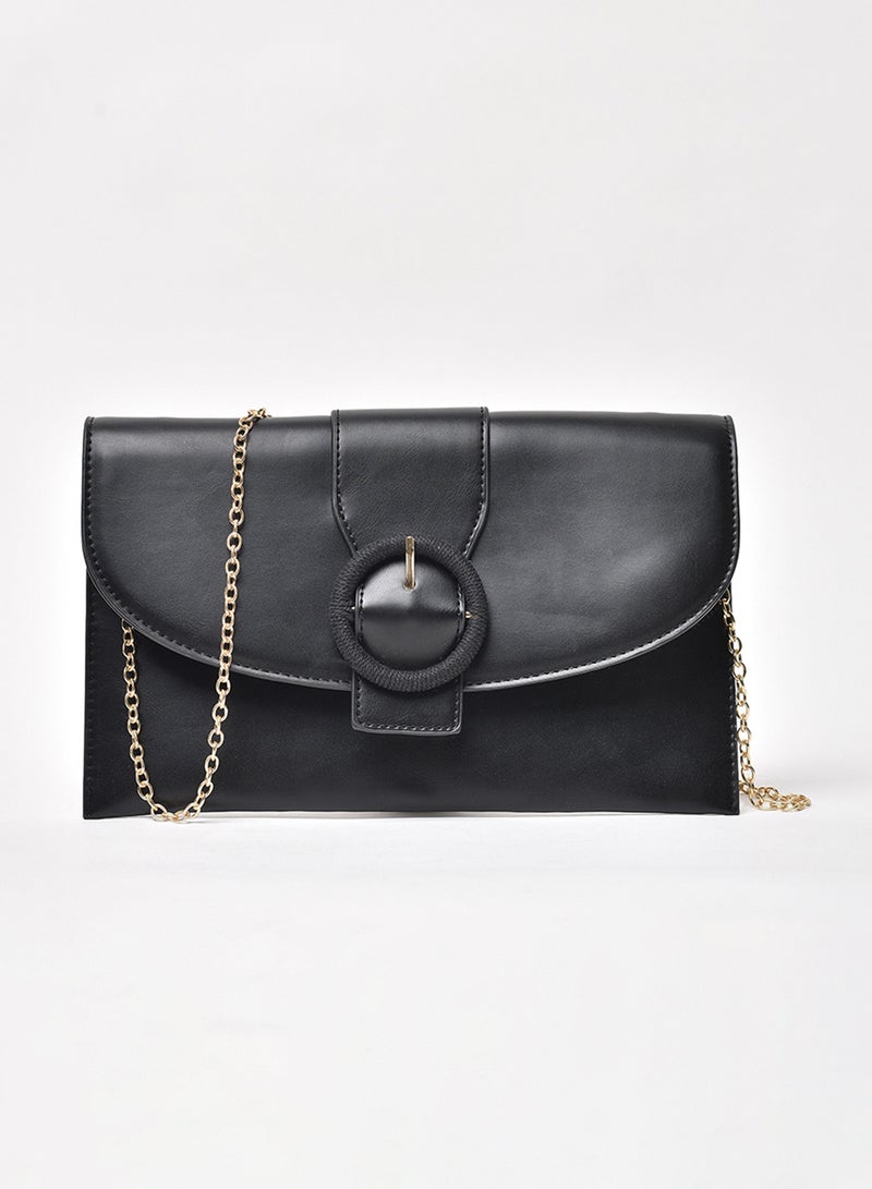 Jove - Stylish Solid Pattern Chain Strap Crossbody Bag Black - Image 1